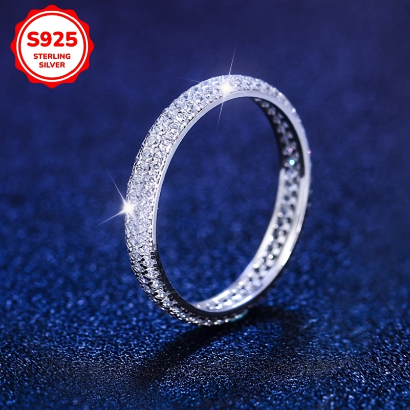 Women's 925 Silver Ring with Synthetic Zirconia, Low Allergy, Wedding Jewelry